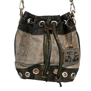 Mona B Recycled Materials Distressed Weathered Canvas Crossbody Purse